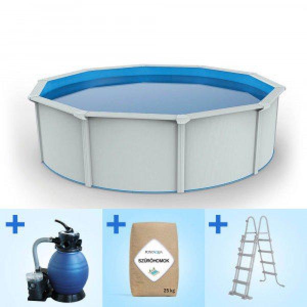 Pontaqua Family Pool Kit White kerek fémfalas családi medence szett