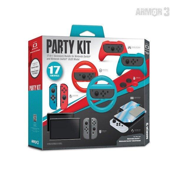 ARMOR3 Nintendo Switch/OLED Party csomag (Üvegfólia + Thumb Grips + Szilikon
tokok)