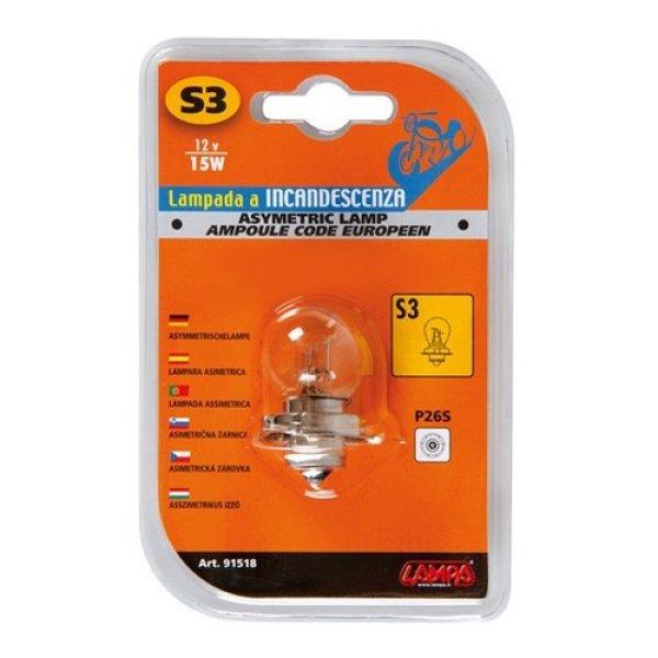 Lampa S3 Asszimetrikus Motorkerékpáros Izzó - 12V - 15W - P26s