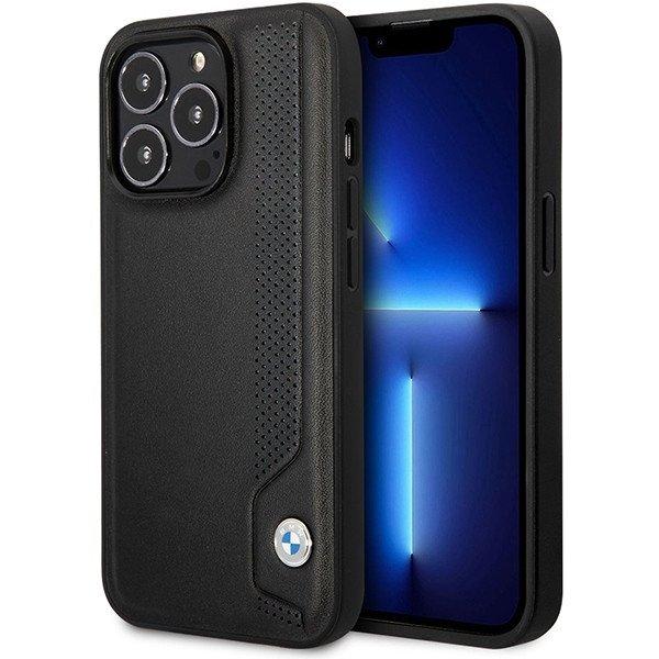 Etui BMW BMHCP14X22RBDK iPhone 14 Pro Max 6,7" fekete bőr keménytok kék
pöttyökkel