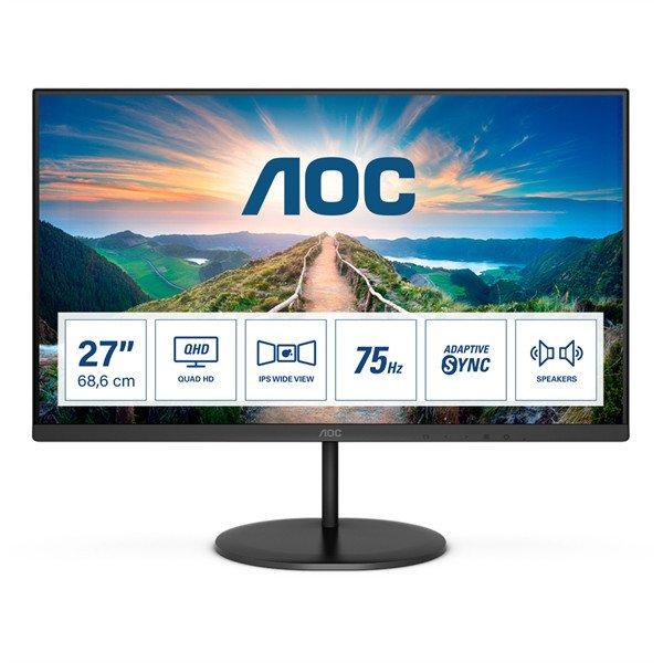 AOC IPS monitor 27" Q27V4EA, 2560x1440, 16:9, 250cd/m2, 4ms,
HDMI/DisplayPort, hangszóró