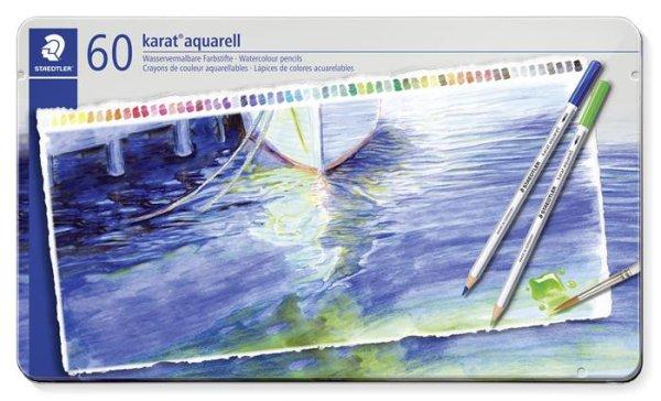 Akvarell ceruza készlet, hatszögletű, fém doboz, STAEDTLER "Karat®
aquarell 125", 60 különböző szín