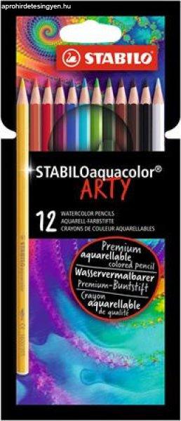 Akvarell ceruza készlet, STABILO "Aquacolor ARTY", 12 különböző
szín