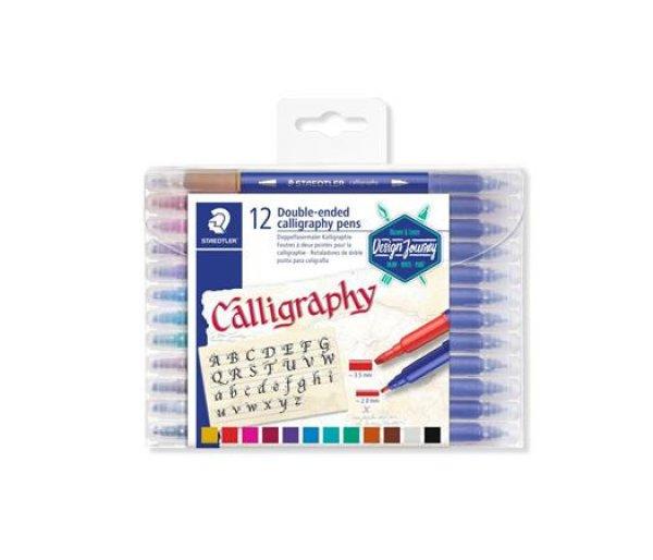 Kalligrafikus marker készlet, 2,0/3,5 mm, kétvégű, STAEDTLER
"3005", 12 szín