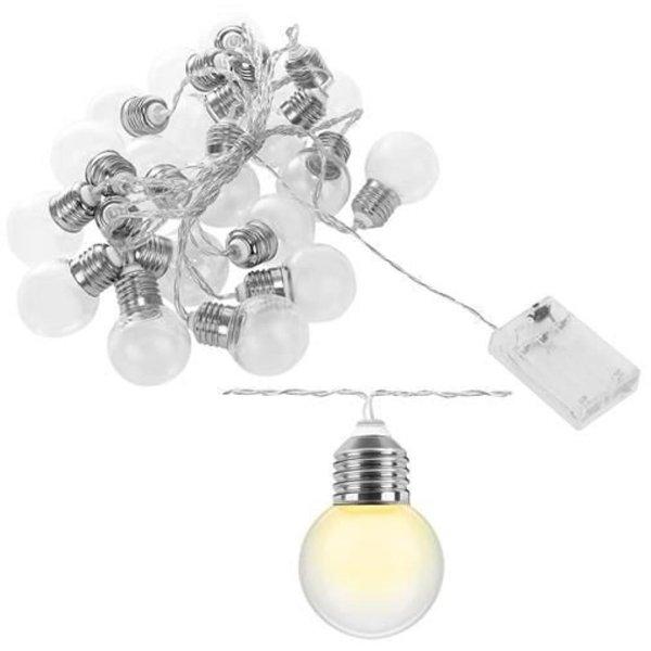 Mini izzó hatású elemes LED fénysor (20 LED, meleg fehér)