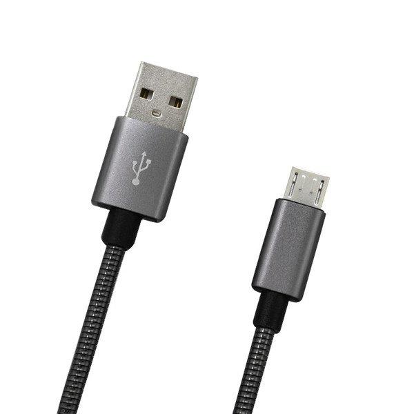 MicroUSB adatkábel 2A, fém, 1 m