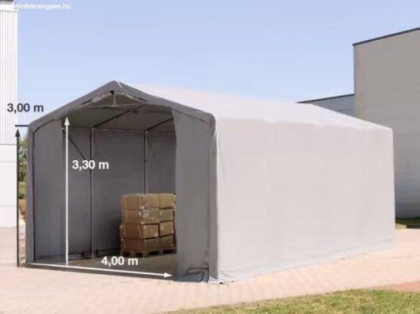 Professzionális raktársátor 6x8m oldalmagasság 3,00m  standard bejárat
ponyva PVC szürke