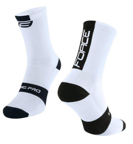 FORCE LONG PRO sportzokni fehér-fekete L-XL (42-46)