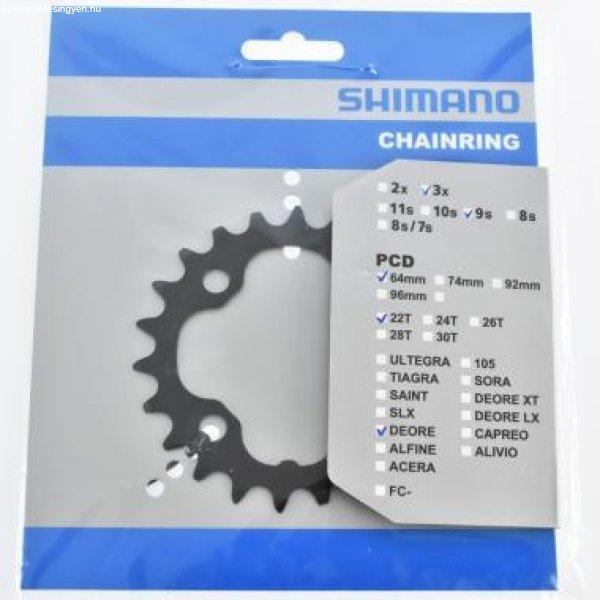 Lánckerék 22F Shimano FCM590 fekete 3×9 PCD 64mm