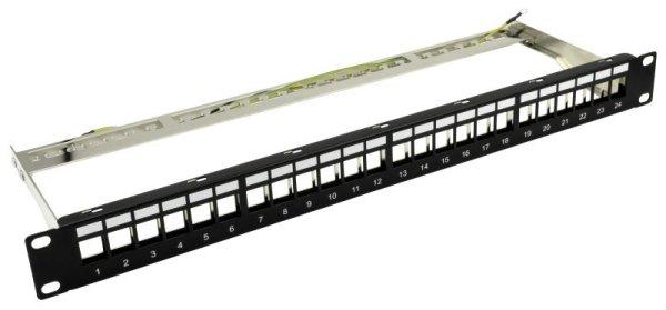 Nestron NRPP-KEY-124SF-H 19" keystone patch panel, 24 port, árnyékolt,
tehermentesítővel