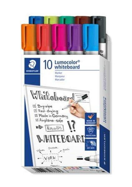 Táblamarker készlet, 2 mm, kúpos, STAEDTLER "Lumocolor® 351", 10
különböző szín