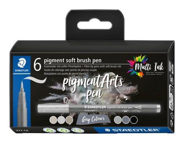 Ecsetirón készlet, STAEDTLER "Pigment 372", 6 különböző fekete
és szürke árnyalat