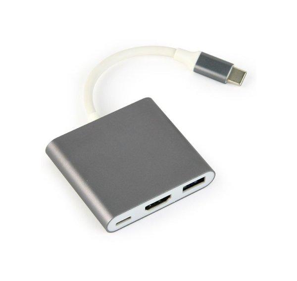 Gembird A-CM-HDMIF-02-SG USB Type-C 3-in-1 Multi-Port Adapter Space Grey