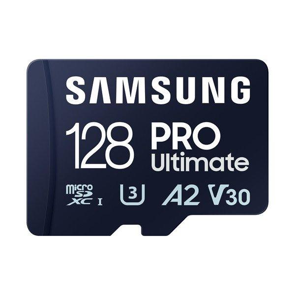 SAMSUNG Memóriakártya, PRO Ultimate microSD with Reader 128GB, Class 10, V30,
A2, Grade 3 (U3), R200/W130, +Adapter