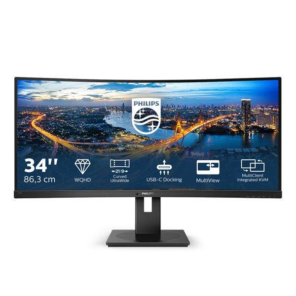 PHILIPS Ívelt VA monitor 34" 346B1C, 3440x1440, 21:9, 300cd/m2, 4ms,
USB-C/USB-B/4xUSB/HDCP/LAN/DP/HDMI, hangsz.