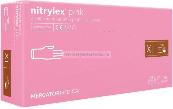 MERCATOR nitrylex pink púdermentes nitril kesztyű XL 100db (Előrendelhető)