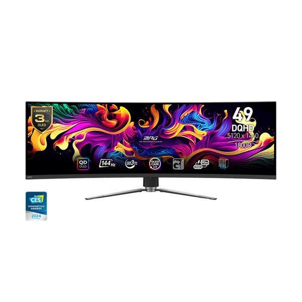 MSI Monitor GAMING MPG 491CQP QD-OLED Ívelt 49" 5120x1440, 32:9, 1800R,
0,03ms, 144Hz, 2x HDMI, DP, USB-C, Black