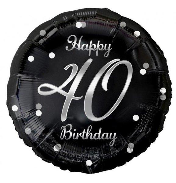 Happy Birthday 40 BandC Silver fólia lufi 36 cm