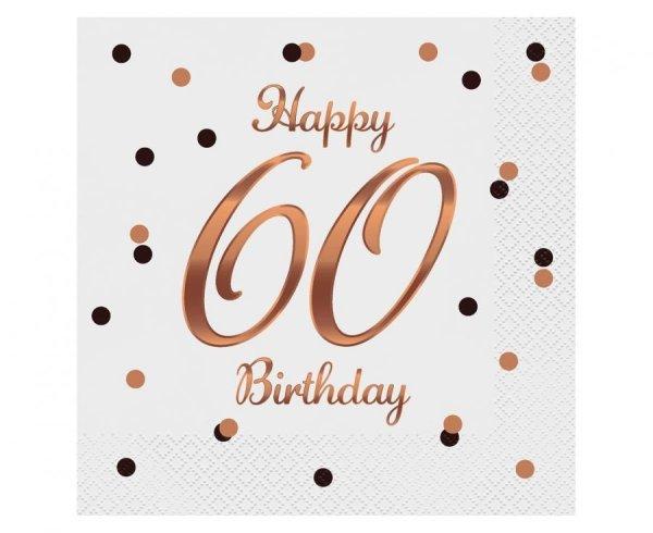 Happy Birthday 60 BandC White szalvéta 20 db-os 33x33 cm