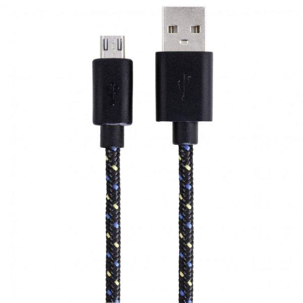 Hama adatkábel microUSB,SZÖVET 1M, FEKETE (20074)