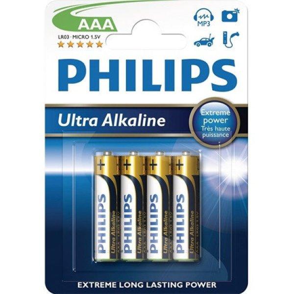 Philips LR03E4B/10 elem ultra alkali aaa 4-bliszter