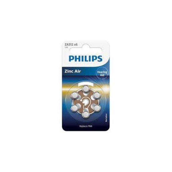 Philips ZA312B6A/00 akkumulátor hallókészhez cink-levegő 1.4v 6-bliszter