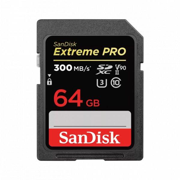 SanDisk SDXC Extreme PRO kártya 64GB, 300MB/s, UHS-II, CL10 10, U3, V90
(121505)