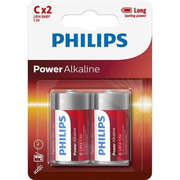 Philips LR14P2B/10 elem power alkali c 2-bliszter