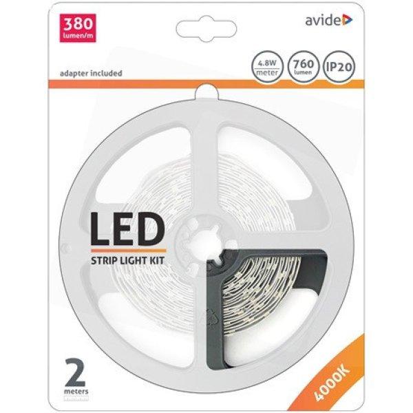 Avide ABLSBL12V2835-60NW led szalag bliszter 12v 4.8w smd2835 60led/m 4000k ip20
2m