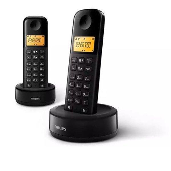 Philips D1602B/53 dect telefon fekete 300mah 2 kézibeszélő