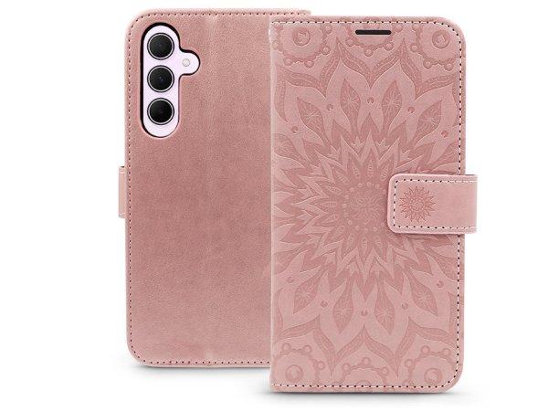 Mezzo Book Flip bőrtok - Samsung SM-A356 Galaxy A35 5G - mandala rose gold