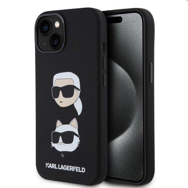 Karl Lagerfeld Liquid Silicone Karl and Choupette Heads tok Apple iPhone 15
számára, fekete