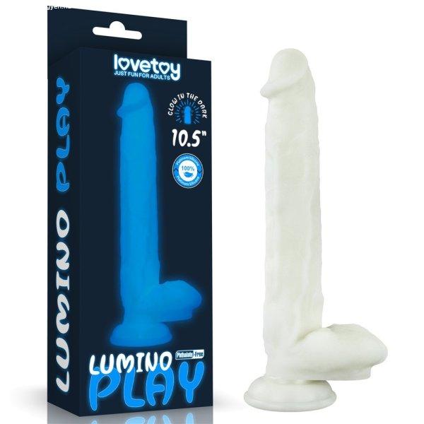 Lovetoy 10,5 inch Lumino Play Dildo - Letapasztható vízálló sötétben
világító élethű dildó herékkel - 26,9cm (Áttetsző)
