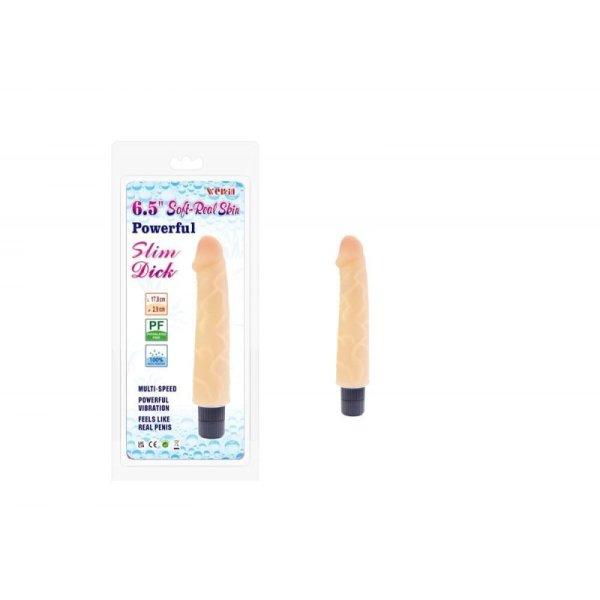 Charmly Soft-Real Skin Slim Vibe 6,5" - Élethű vibrátor - 16,5cm