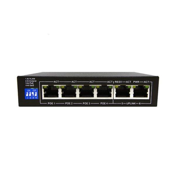 Techson - Techson TCS AMP04 2MU 6 portos PoE switch