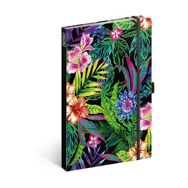 Keménytáblás notesz vonalas krémszínű lapokkal leszorító gumiszalaggal
Tropical  130x210mm, Presco