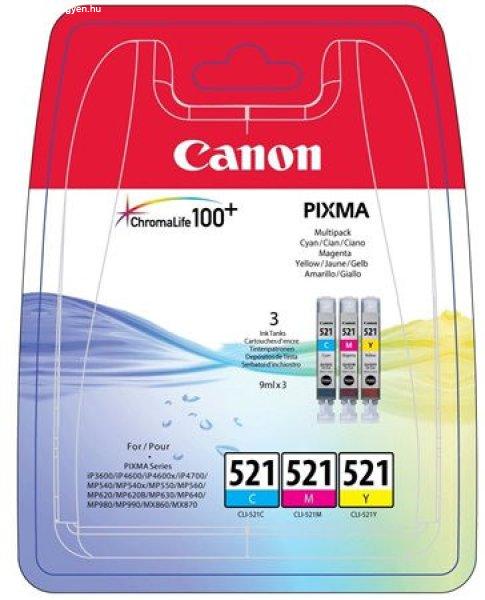 CLI-521KIT Tintapatron multipack Pixma iP3600, 4600 nyomtatókhoz, CANON, c+m+y,
3*9ml