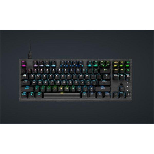 CORSAIR Vezetékes Billentyűzet Gaming, K60 PRO TKL RGB, Optical-Mechanical,
Alumínium keret, US, fekete