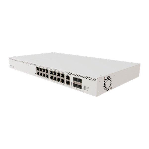 MikroTik Cloud Router Switch PoE 600W (1150W dupla PSU-val), 16x gigabites RJ45
PoE port, 4xSFP+ port, rackbe szerelhető