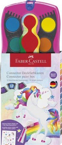 Vízfesték, 12 darabos, összeilleszthető, csillámmal és matricával,
FABER-CASTELL, unikornis