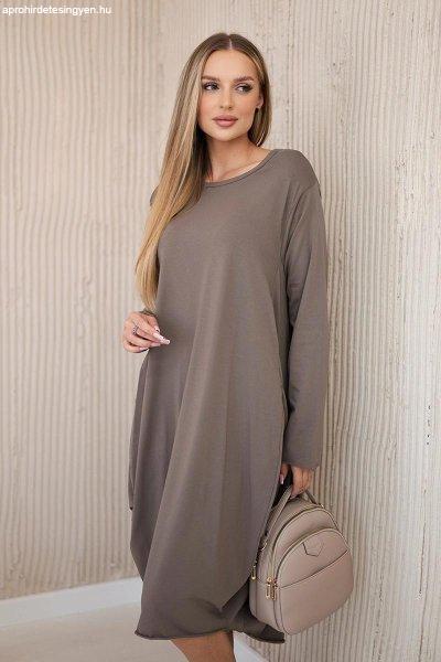 Oversize ruha zsebekkel, F18660 modell, színes cappuccino