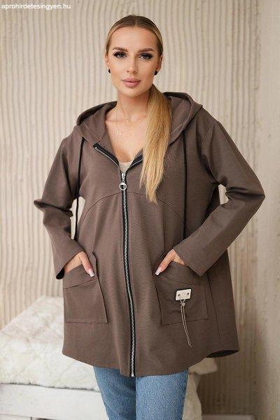 Oversize kapucnis pulóver Milano Winter cappuccino színű