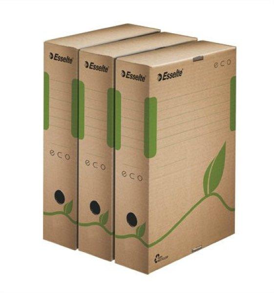 Archiválódoboz, A4, 80 mm, újrahasznosított karton, ESSELTE "Eco",
barna