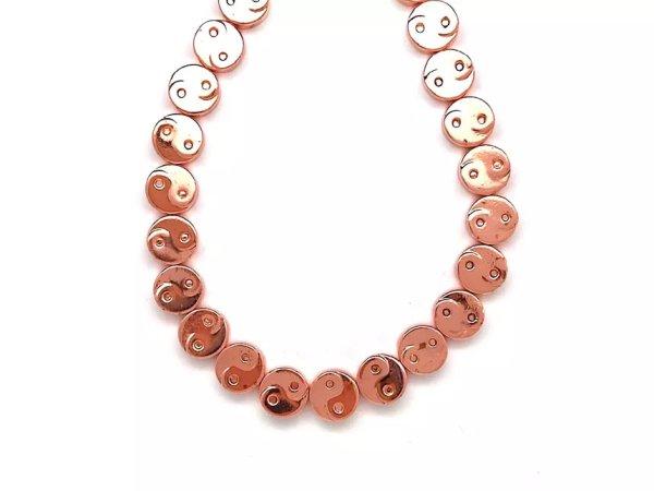 Hematite szin rose gold yin yang korong 10mm