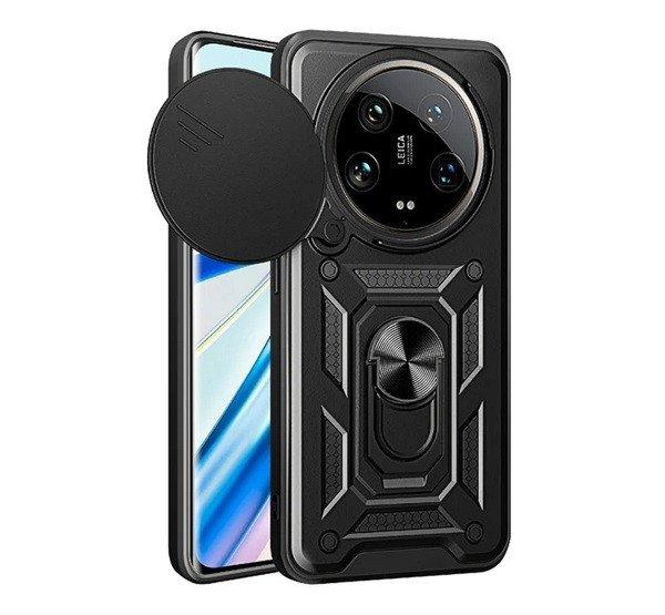 Defender műanyag telefonvédő (ütésállóság, szilikon belső,
tartógyűrű, kameravédő) FEKETE Xiaomi 14 Ultra