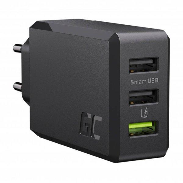 Zöld Cell GC ChargeSource 3 3xUSB 30W töltő Ultra Charge és Okos Charge
gyorstöltéssel.