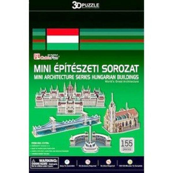 Magyarországi épületek 155 darabor mini 3D puzzle - többféle