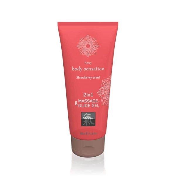  Massage- & Glide Gel 2 in 1 - Strawberry scent 200ml 