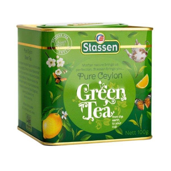 Stassen zöld tea szálas fémdobozos 100 g