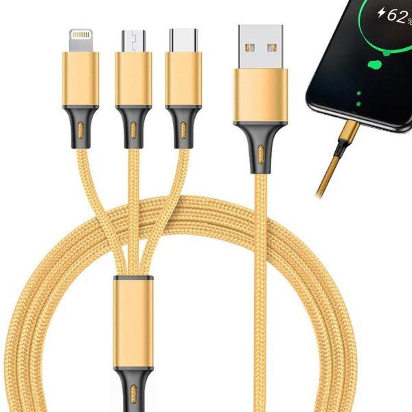 3az1-ben USB kábel, 1,2m arany